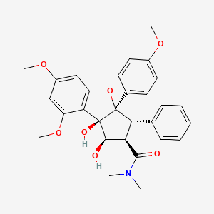 molecular formula C29H31NO7 B12459632 (1R,2R,3S,3aR,8bR)-1,8b-dihydroxy-6,8-dimethoxy-3a-(4-methoxyphenyl)-N,N-dimethyl-3-phenyl-2,3-dihydro-1H-cyclopenta[b][1]benzofuran-2-carboxamide 