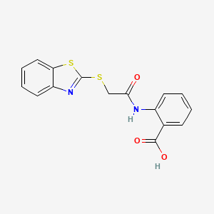 molecular formula C16H12N2O3S2 B12459655 2-{[(1,3-Benzothiazol-2-ylsulfanyl)acetyl]amino}benzoic acid 