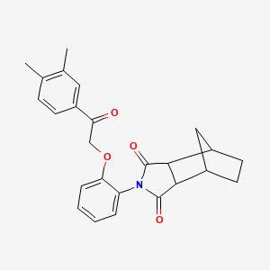 molecular formula C25H25NO4 B12459734 2-{2-[2-(3,4-dimethylphenyl)-2-oxoethoxy]phenyl}hexahydro-1H-4,7-methanoisoindole-1,3(2H)-dione 