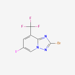molecular formula C7H2BrF3IN3 B12459762 2-Bromo-6-iodo-8-(trifluoromethyl)-[1,2,4]triazolo[1,5-A]pyridine 