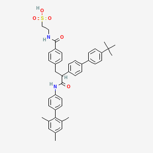 molecular formula C43H46N2O5S B12459769 2-{[4-(2-{4'-Tert-butyl-[1,1'-biphenyl]-4-yl}-2-({2',4',6'-trimethyl-[1,1'-biphenyl]-4-yl}carbamoyl)ethyl)phenyl]formamido}ethanesulfonic acid 