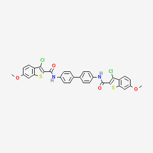 molecular formula C32H22Cl2N2O4S2 B12459773 N,N'-biphenyl-4,4'-diylbis(3-chloro-6-methoxy-1-benzothiophene-2-carboxamide) 