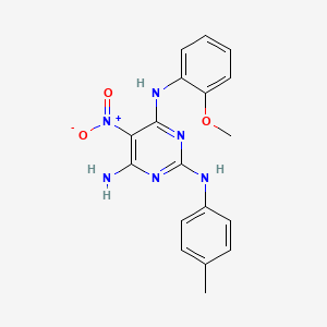 molecular formula C18H18N6O3 B12459777 N~4~-(2-methoxyphenyl)-N~2~-(4-methylphenyl)-5-nitropyrimidine-2,4,6-triamine 