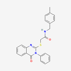 molecular formula C24H21N3O2S B12459793 N-(4-methylbenzyl)-2-[(4-oxo-3-phenyl-3,4-dihydroquinazolin-2-yl)sulfanyl]acetamide 