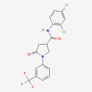 molecular formula C18H13Cl2F3N2O2 B12459839 N-(2,4-dichlorophenyl)-5-oxo-1-[3-(trifluoromethyl)phenyl]pyrrolidine-3-carboxamide 