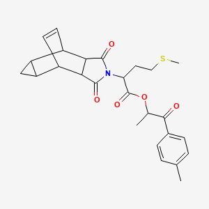 molecular formula C26H29NO5S B12459852 1-(4-methylphenyl)-1-oxopropan-2-yl 2-(1,3-dioxooctahydro-4,6-ethenocyclopropa[f]isoindol-2(1H)-yl)-4-(methylsulfanyl)butanoate 