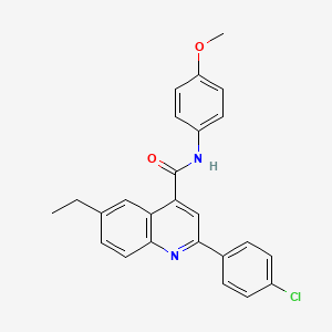 molecular formula C25H21ClN2O2 B12459855 2-(4-chlorophenyl)-6-ethyl-N-(4-methoxyphenyl)quinoline-4-carboxamide 