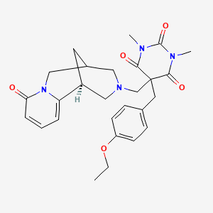 molecular formula C27H32N4O5 B12459895 5-(4-ethoxybenzyl)-1,3-dimethyl-5-{[(1S)-8-oxo-1,5,6,8-tetrahydro-2H-1,5-methanopyrido[1,2-a][1,5]diazocin-3(4H)-yl]methyl}pyrimidine-2,4,6(1H,3H,5H)-trione 