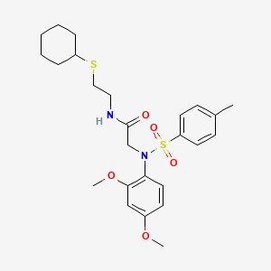 molecular formula C25H34N2O5S2 B12459912 N-[2-(cyclohexylsulfanyl)ethyl]-N~2~-(2,4-dimethoxyphenyl)-N~2~-[(4-methylphenyl)sulfonyl]glycinamide 