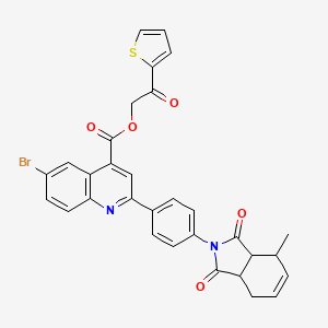 molecular formula C31H23BrN2O5S B12459918 2-oxo-2-(thiophen-2-yl)ethyl 6-bromo-2-[4-(4-methyl-1,3-dioxo-1,3,3a,4,7,7a-hexahydro-2H-isoindol-2-yl)phenyl]quinoline-4-carboxylate 