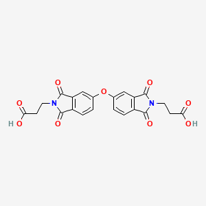 molecular formula C22H16N2O9 B12459946 3-{5-[2-(2-Carboxy-ethyl)-1,3-dioxo-2,3-dihydro-1H-isoindol-5-yloxy]-1,3-dioxo-1,3-dihydro-isoindol-2-yl}-propionic acid 