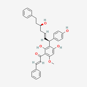 molecular formula C35H34O6 B1245996 (3R,7S)-3-Hydroxy-7-[2,6-dihydroxy-4-methoxy-3-(3-phenylpropenoyl)phenyl]-7-(4-hydroxyphenyl)-1-phenyl-5-heptene 