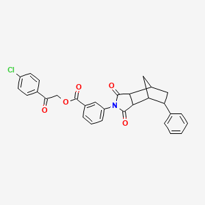molecular formula C30H24ClNO5 B12459996 2-(4-chlorophenyl)-2-oxoethyl 3-(1,3-dioxo-5-phenyloctahydro-2H-4,7-methanoisoindol-2-yl)benzoate 