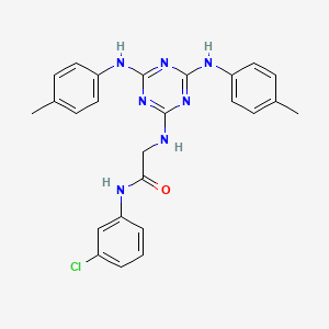 molecular formula C25H24ClN7O B12459997 N~2~-{4,6-bis[(4-methylphenyl)amino]-1,3,5-triazin-2-yl}-N-(3-chlorophenyl)glycinamide 
