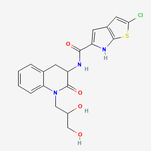 molecular formula C19H18ClN3O4S B1246001 2-Chloro-N-[1-[(2R)-2,3-dihydroxypropyl]-1,2,3,4-tetrahydro-2-oxo-3-quinolinyl]-6H-thieno[2,3-b]pyrrole-5-carboxamide 