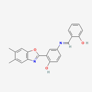 molecular formula C22H18N2O3 B12460096 2-(5,6-dimethyl-1,3-benzoxazol-2-yl)-4-{[(E)-(2-hydroxyphenyl)methylidene]amino}phenol 