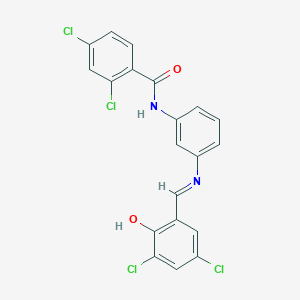 molecular formula C20H12Cl4N2O2 B12460101 2,4-dichloro-N-(3-{[(E)-(3,5-dichloro-2-hydroxyphenyl)methylidene]amino}phenyl)benzamide 