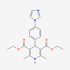 molecular formula C22H25N3O4 B1246017 3,5-Pyridinedicarboxylic acid, 1,4-dihydro-4-(4-(1H-imidazol-1-yl)phenyl)-2,6-dimethyl-, diethyl ester CAS No. 148612-84-4
