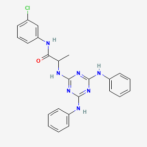 molecular formula C24H22ClN7O B12460192 N~2~-[4,6-bis(phenylamino)-1,3,5-triazin-2-yl]-N-(3-chlorophenyl)alaninamide 