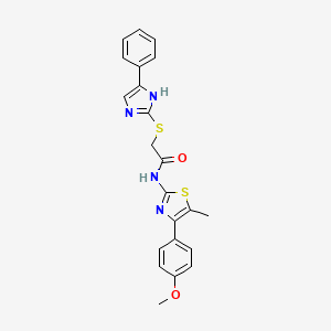 molecular formula C22H20N4O2S2 B12460199 N-[4-(4-methoxyphenyl)-5-methyl-1,3-thiazol-2-yl]-2-[(4-phenyl-1H-imidazol-2-yl)sulfanyl]acetamide 