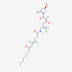 molecular formula C28H45ClN2O6 B1246020 (E,7S)-N-[(E,2Z)-2-(chloromethylidene)-6-[(4R)-4-hydroxy-2-oxopyrrolidin-1-yl]-4-methoxy-6-oxohex-4-enyl]-7-methoxy-N-methyltetradec-4-enamide 