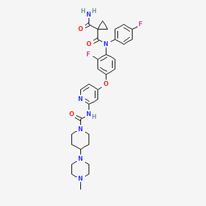 molecular formula C33H37F2N7O4 B12460242 N-(2-Fluoro-4-{[2-({[4-(4-methylpiperazin-1-yl)piperidin-1-yl]carbonyl}amino)pyridin-4-yl]oxy}phenyl)-N-(4-fluorophenyl)cyclopropane-1,1-dicarboxamide 