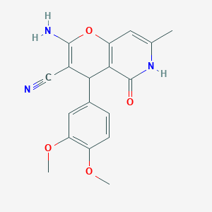 molecular formula C18H17N3O4 B12460271 2-amino-4-(3,4-dimethoxyphenyl)-7-methyl-5-oxo-5,6-dihydro-4H-pyrano[3,2-c]pyridine-3-carbonitrile 