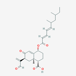 molecular formula C27H36O6 B1246028 (1S,4R,7S,8aR)-4-[(2E,4E)-6,8-dimethyldeca-2,4-dienoyl]oxy-8a-methyl-6-oxo-7-(3-oxoprop-1-en-2-yl)-1,2,3,4,7,8-hexahydronaphthalene-1-carboxylic acid 