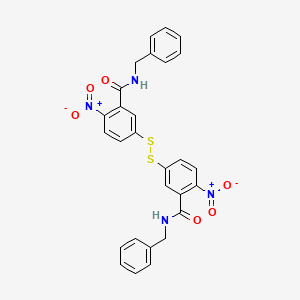 molecular formula C28H22N4O6S2 B12460326 N-Benzyl-5-{[3-(benzylcarbamoyl)-4-nitrophenyl]disulfanyl}-2-nitrobenzamide 