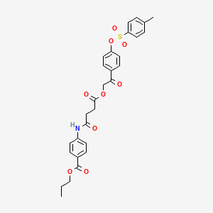 molecular formula C29H29NO9S B12460338 Propyl 4-({4-[2-(4-{[(4-methylphenyl)sulfonyl]oxy}phenyl)-2-oxoethoxy]-4-oxobutanoyl}amino)benzoate 