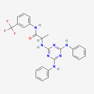 molecular formula C25H22F3N7O B12460353 N~2~-[4,6-bis(phenylamino)-1,3,5-triazin-2-yl]-N-[3-(trifluoromethyl)phenyl]alaninamide 