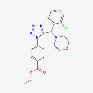 molecular formula C21H22ClN5O3 B12460387 ethyl 4-{5-[(2-chlorophenyl)(morpholin-4-yl)methyl]-1H-tetrazol-1-yl}benzoate 