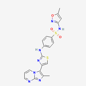 molecular formula C20H17N7O3S2 B12460765 4-{[4-(2-methylimidazo[1,2-a]pyrimidin-3-yl)-1,3-thiazol-2-yl]amino}-N-(5-methyl-1,2-oxazol-3-yl)benzenesulfonamide 