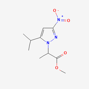 molecular formula C10H15N3O4 B12460768 methyl 2-[3-nitro-5-(propan-2-yl)-1H-pyrazol-1-yl]propanoate 