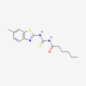 molecular formula C15H19N3OS2 B12460780 N-[(6-methyl-1,3-benzothiazol-2-yl)carbamothioyl]hexanamide 