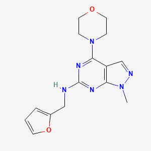 molecular formula C15H18N6O2 B12460796 N-(furan-2-ylmethyl)-1-methyl-4-(morpholin-4-yl)-1H-pyrazolo[3,4-d]pyrimidin-6-amine 