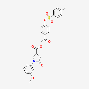 molecular formula C27H25NO8S B12460894 2-(4-{[(4-Methylphenyl)sulfonyl]oxy}phenyl)-2-oxoethyl 1-(3-methoxyphenyl)-5-oxopyrrolidine-3-carboxylate 