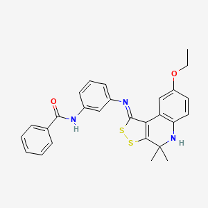 molecular formula C27H25N3O2S2 B12460925 N-(3-{[(1Z)-8-ethoxy-4,4-dimethyl-4,5-dihydro-1H-[1,2]dithiolo[3,4-c]quinolin-1-ylidene]amino}phenyl)benzamide 