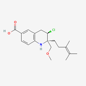 molecular formula C19H26ClNO3 B1246098 (2R,3R)-3-chloro-2-(3,4-dimethylpent-3-enyl)-2-(methoxymethyl)-3,4-dihydro-1H-quinoline-6-carboxylic acid 
