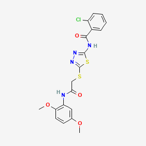 molecular formula C19H17ClN4O4S2 B12460980 2-chloro-N-[5-({2-[(2,5-dimethoxyphenyl)amino]-2-oxoethyl}sulfanyl)-1,3,4-thiadiazol-2-yl]benzamide 