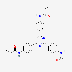 molecular formula C31H31N5O3 B12461000 N,N',N''-(pyrimidine-2,4,6-triyltribenzene-4,1-diyl)tripropanamide 