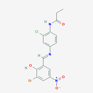 molecular formula C16H13BrClN3O4 B12461098 N-(4-{[(E)-(3-bromo-2-hydroxy-5-nitrophenyl)methylidene]amino}-2-chlorophenyl)propanamide 
