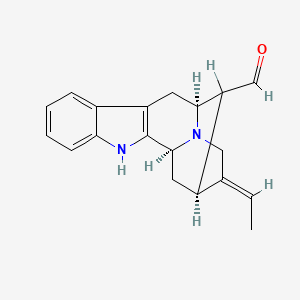 molecular formula C19H20N2O B1246110 (1S,12S,14S,15E)-15-ethylidene-3,17-diazapentacyclo[12.3.1.02,10.04,9.012,17]octadeca-2(10),4,6,8-tetraene-13-carbaldehyde 