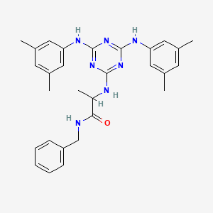 molecular formula C29H33N7O B12461128 N-benzyl-N~2~-{4,6-bis[(3,5-dimethylphenyl)amino]-1,3,5-triazin-2-yl}alaninamide 