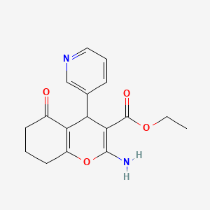 molecular formula C17H18N2O4 B12461150 ethyl 2-amino-5-oxo-4-(pyridin-3-yl)-5,6,7,8-tetrahydro-4H-chromene-3-carboxylate 
