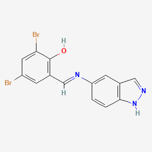 molecular formula C14H9Br2N3O B12461174 2,4-dibromo-6-[(1H-indazol-5-ylimino)methyl]phenol 