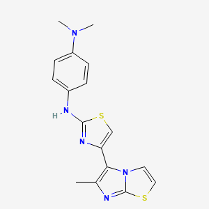 molecular formula C17H17N5S2 B12461275 N,N-dimethyl-N'-[4-(6-methylimidazo[2,1-b][1,3]thiazol-5-yl)-1,3-thiazol-2-yl]benzene-1,4-diamine 