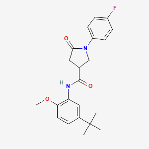 molecular formula C22H25FN2O3 B12461283 N-(5-tert-butyl-2-methoxyphenyl)-1-(4-fluorophenyl)-5-oxopyrrolidine-3-carboxamide 
