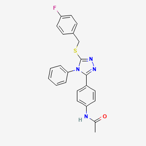 molecular formula C23H19FN4OS B12461295 N-(4-{5-[(4-fluorobenzyl)sulfanyl]-4-phenyl-4H-1,2,4-triazol-3-yl}phenyl)acetamide 