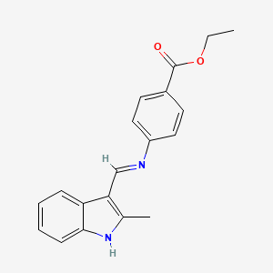 molecular formula C19H18N2O2 B12461304 ethyl 4-{[(E)-(2-methyl-1H-indol-3-yl)methylidene]amino}benzoate 